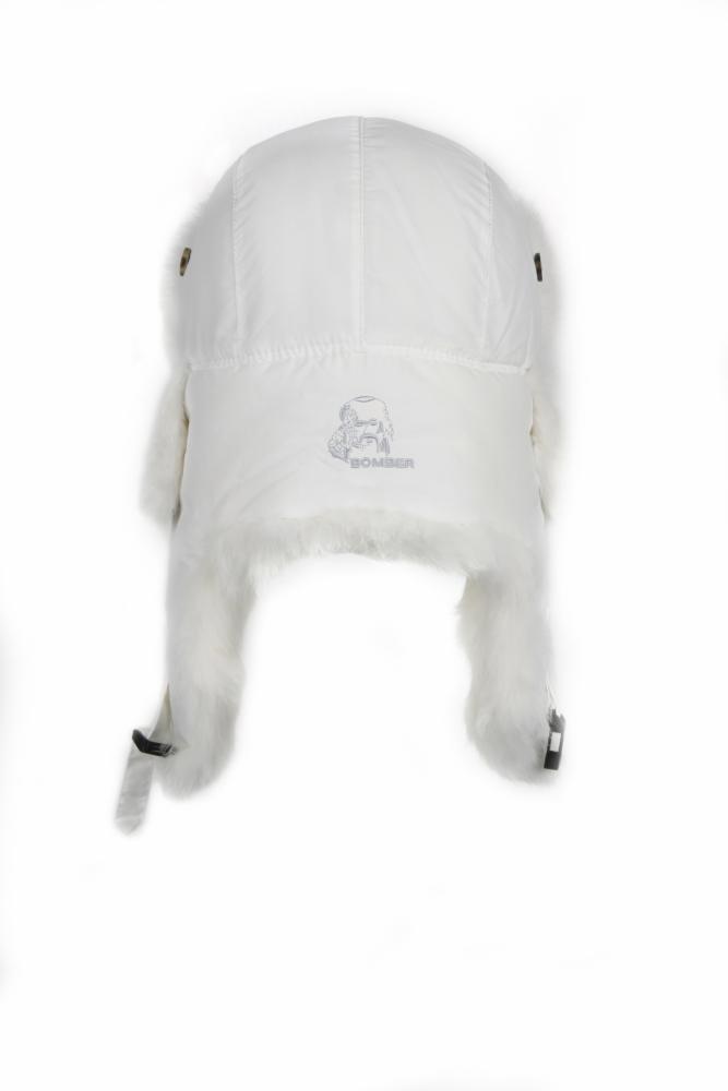 Шапка-вушанка біла з натуральним хутром кролика (Mad Bomber®) (303WHT)