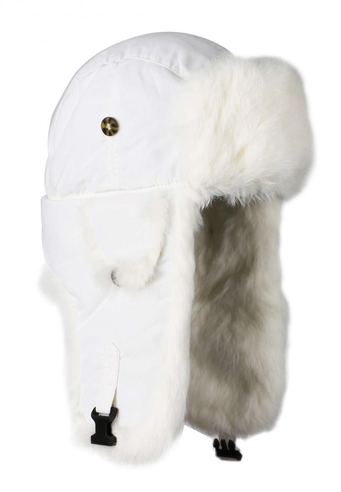 Шапка-вушанка біла з натуральним хутром кролика (Mad Bomber®) (303WHT)