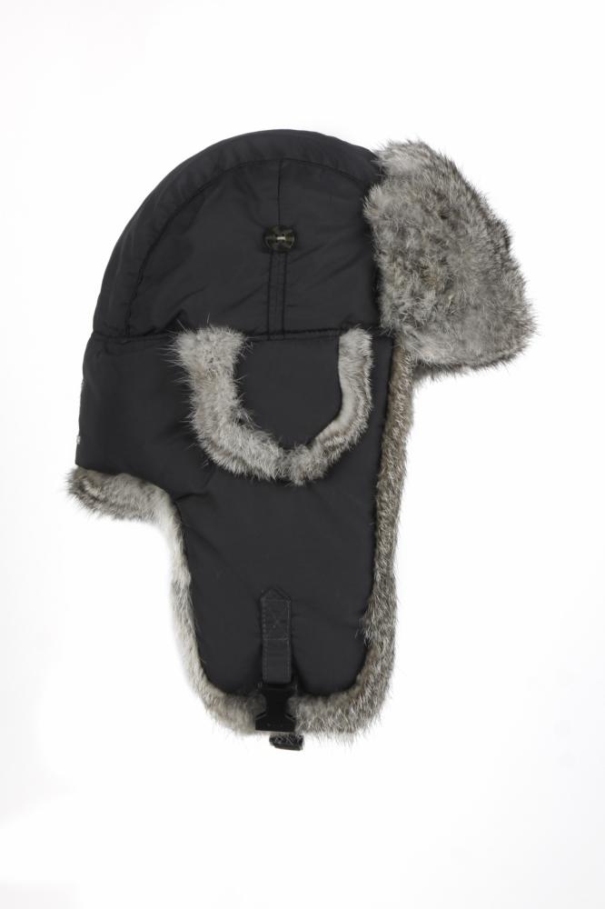 Шапка-вушанка Mad Bomber / сірий Supplex із сірим хутром кролика (304GRY)