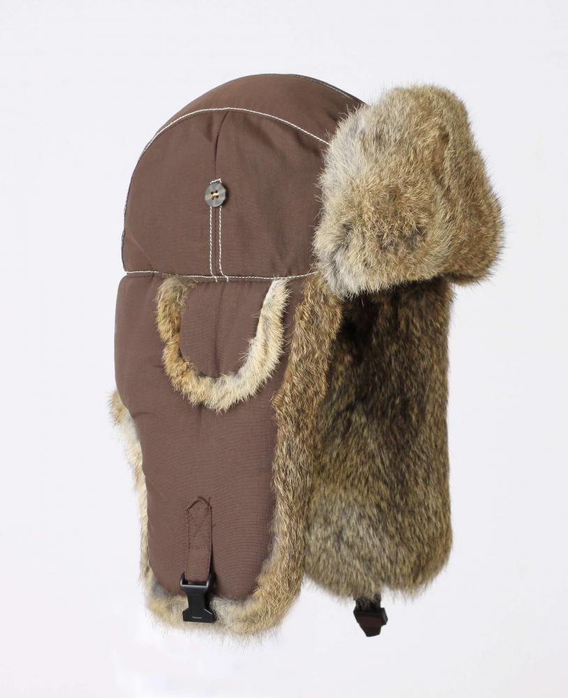 Шапка-вушанка Mad Bomber / шоколадного кольору з коричневим хутром кролика (305CHOC)
