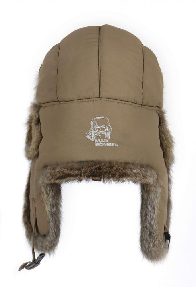 Шапка-вушанка Mad Bomber / хакі із коричневим хутром кролика (305KHK)