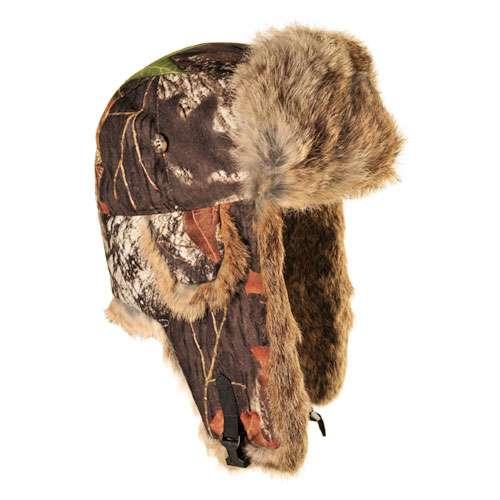 Шапка-вушанка з камуфляжним малюнком Mossy Oak з натуральним хутром кролика (Mad Bomber®) (305SDMO)