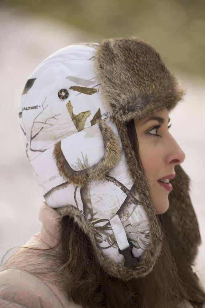 Шапка-вушанка Mad Bomber / Realtree Snow із коричневим хутром кролика (305VSNO)