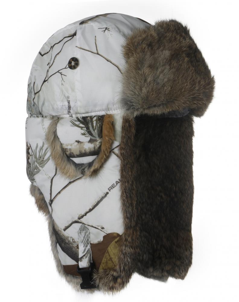 Шапка-вушанка Mad Bomber / Realtree Snow із коричневим хутром кролика (305VSNO)