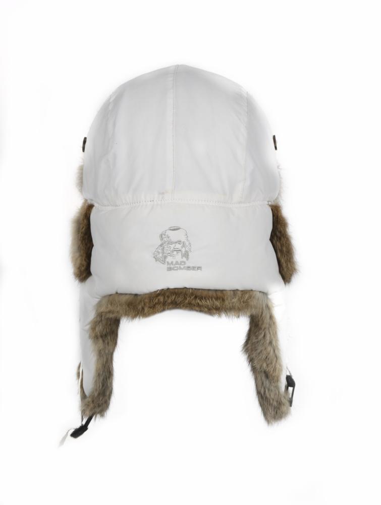 Шапка-вушанка Mad Bomber / білий Supplex із коричневим хутром кролика (305WHT)