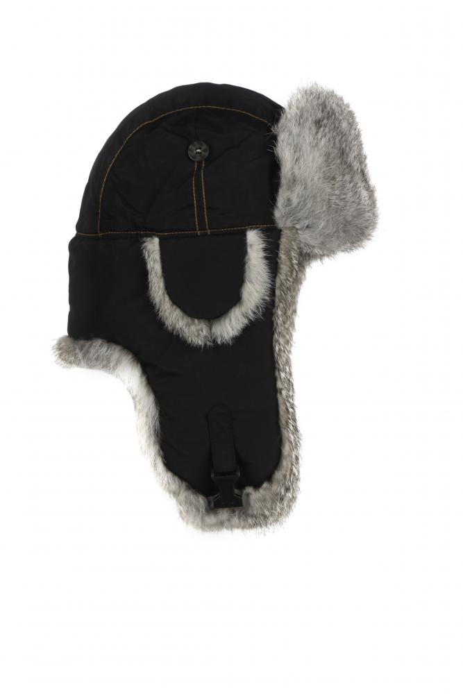 Дитяча шапка-вушанка Mad Bomber / чорний Supplex  із сірим хутром (307BLK)
