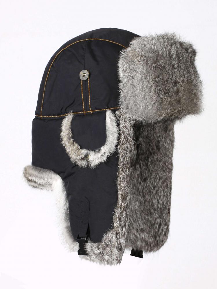 Дитяча шапка-вушанка Mad Bomber / чорний Supplex  із сірим хутром (307BLK)