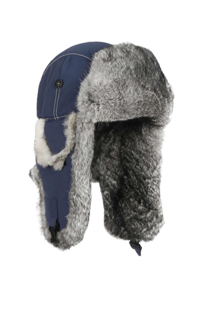 Дитяча шапка-вушанка Mad Bomber / синій Supplex із сірим хутром (307NVY)