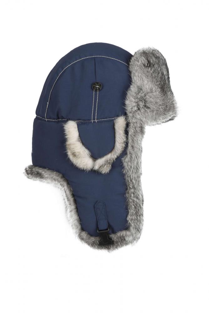 Дитяча шапка-вушанка Mad Bomber / синій Supplex із сірим хутром (307NVY)