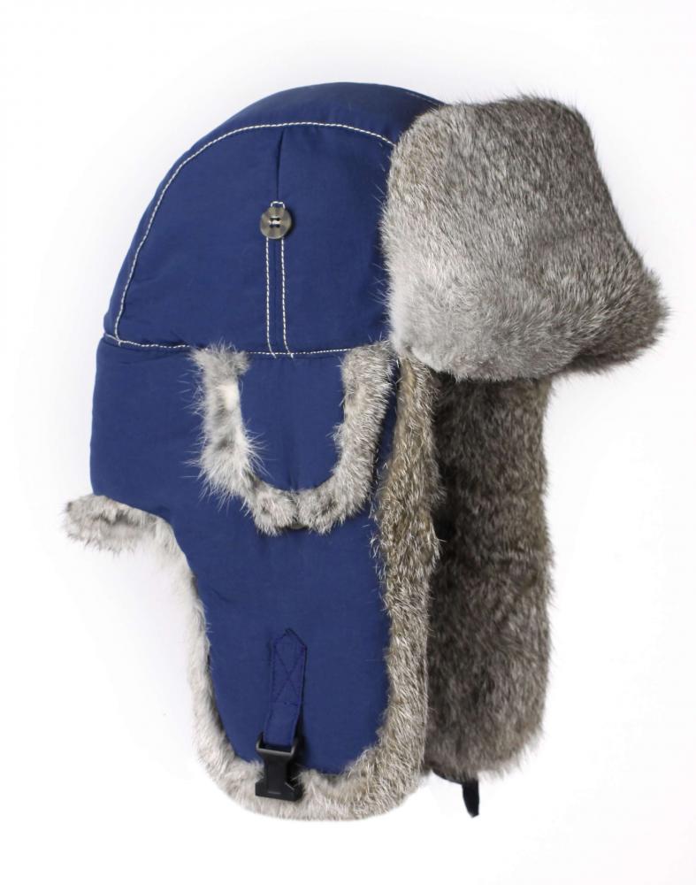 Дитяча шапка-вушанка Mad Bomber / синій Supplex із сірим хутром (307NVY)