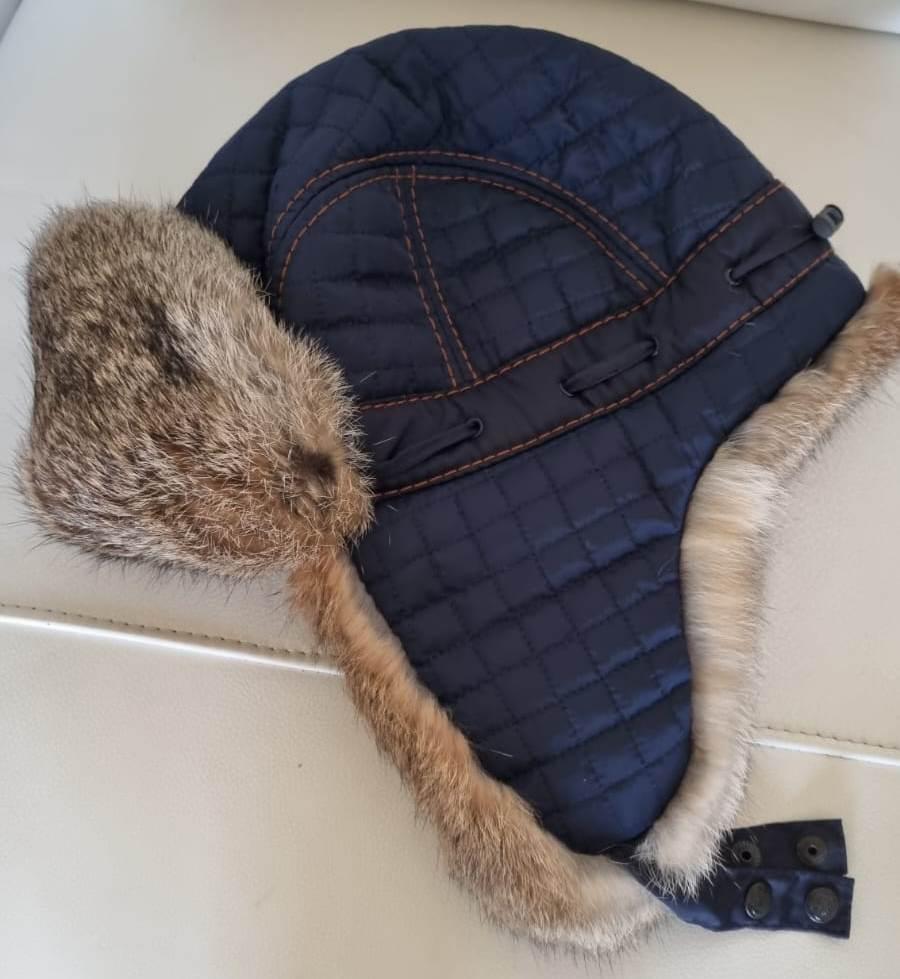 Шапка-вушанка Mad Bomber (США) синя із натуральним хутром кролика 58 (BREBBQS-3)