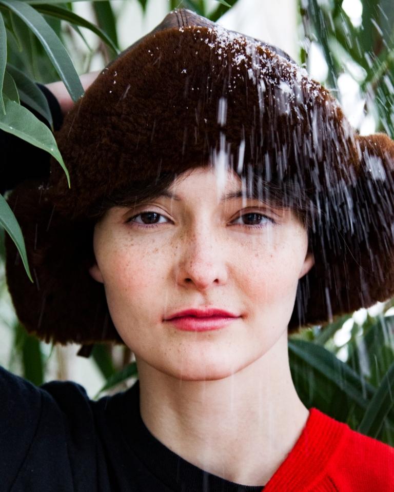 Sheared Brown Sheepskin with embossed American leather (SBSEAL-3)