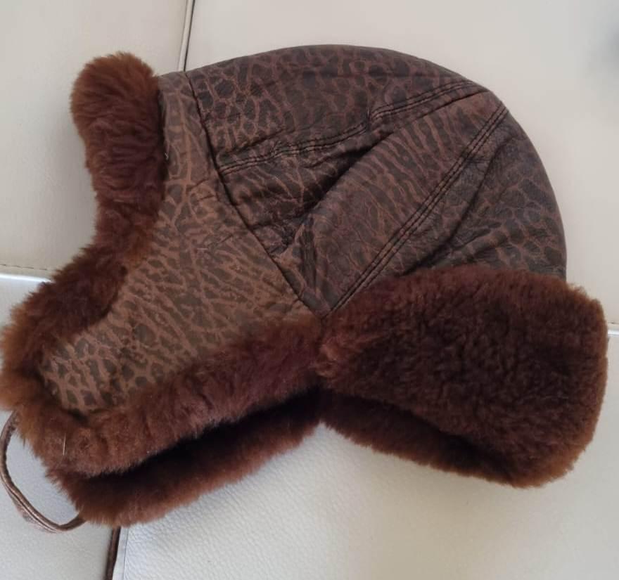 Sheared Brown Sheepskin with embossed American leather (SBSEAL-3)